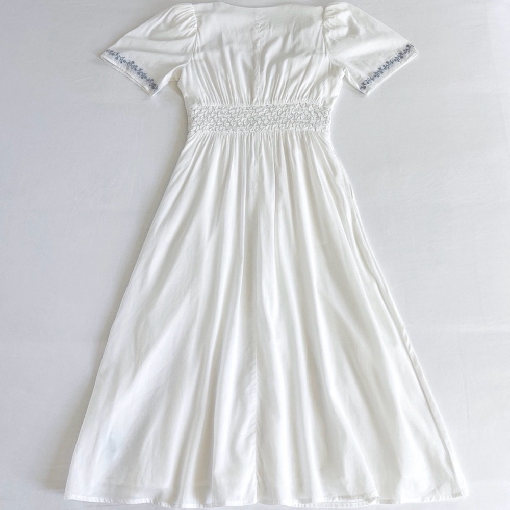 Reformation Kamryn Embroidered Smocked Waist Midi Dress Size 2 NWT - Picture 3 of 8